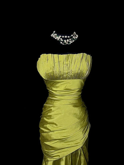Stunning Prom Dress Strapless Pleated Long Prom Dress Mermaid Evening Dress Birthday Party Dress  D3170