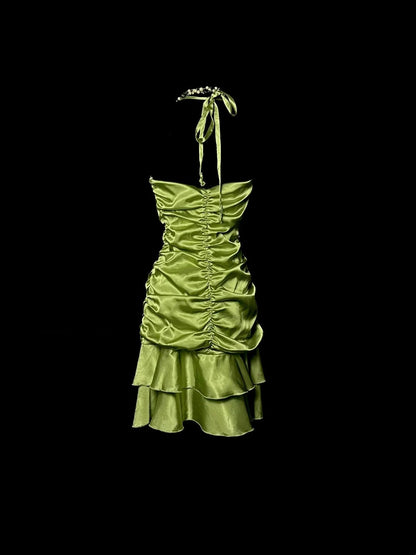 Beauty Homecoming Dress Halter Pleated Short Prom Dress Birthday Party Dress Cocktail Dress   D3174