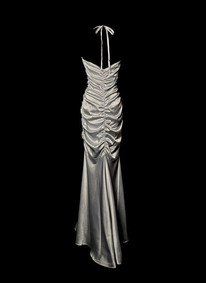 Stunning Prom Dress V-neck Pleated Long Mermaid Prom Dress Birthday Party Dress D3176