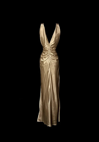 Gorgeous Prom Dress V-neck Pleated Long Prom Dress Evening Dress Birthday Party Dress  D3178