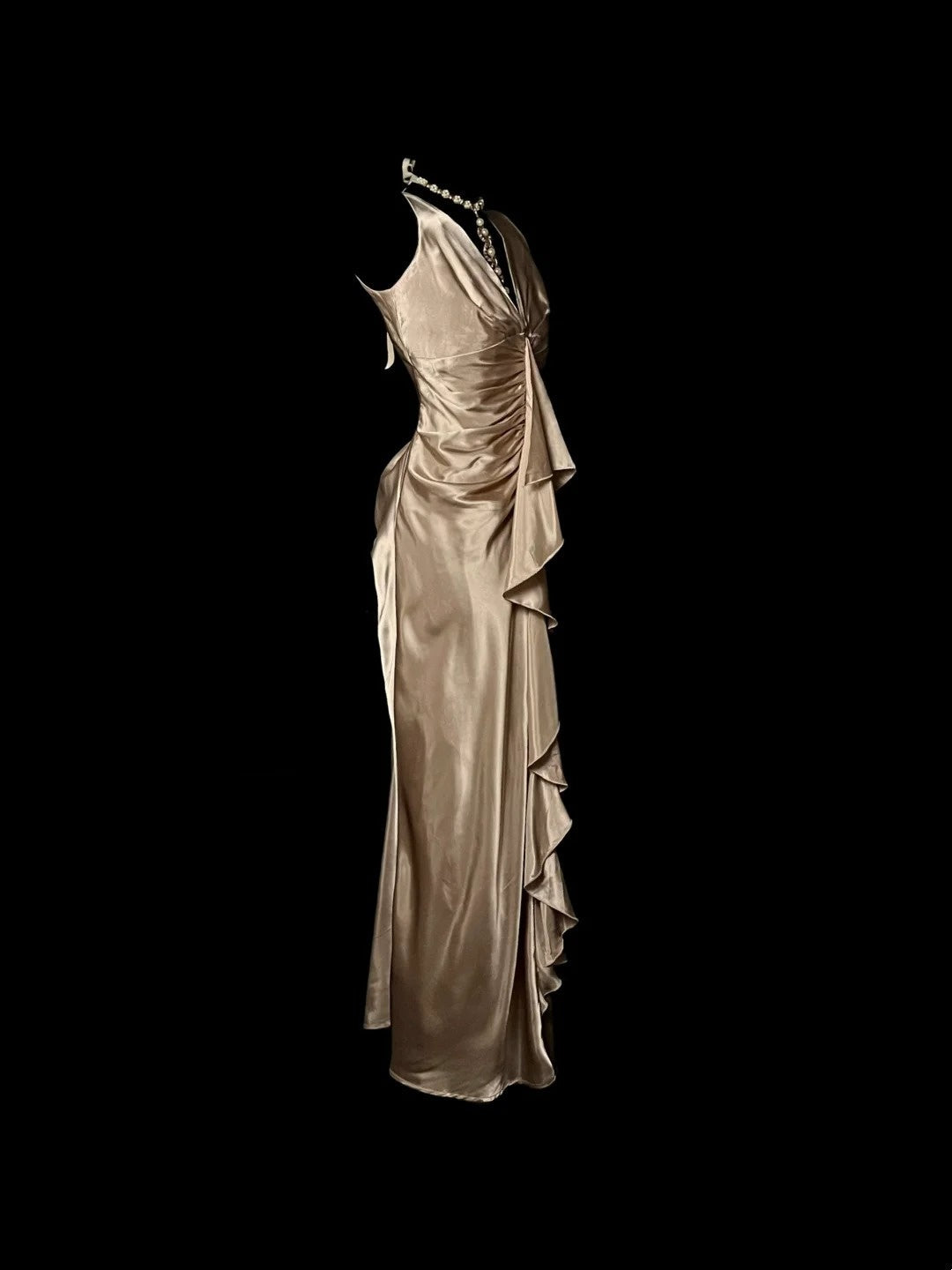 Gorgeous Prom Dress V-neck Pleated Long Prom Dress Evening Dress Birthday Party Dress  D3178
