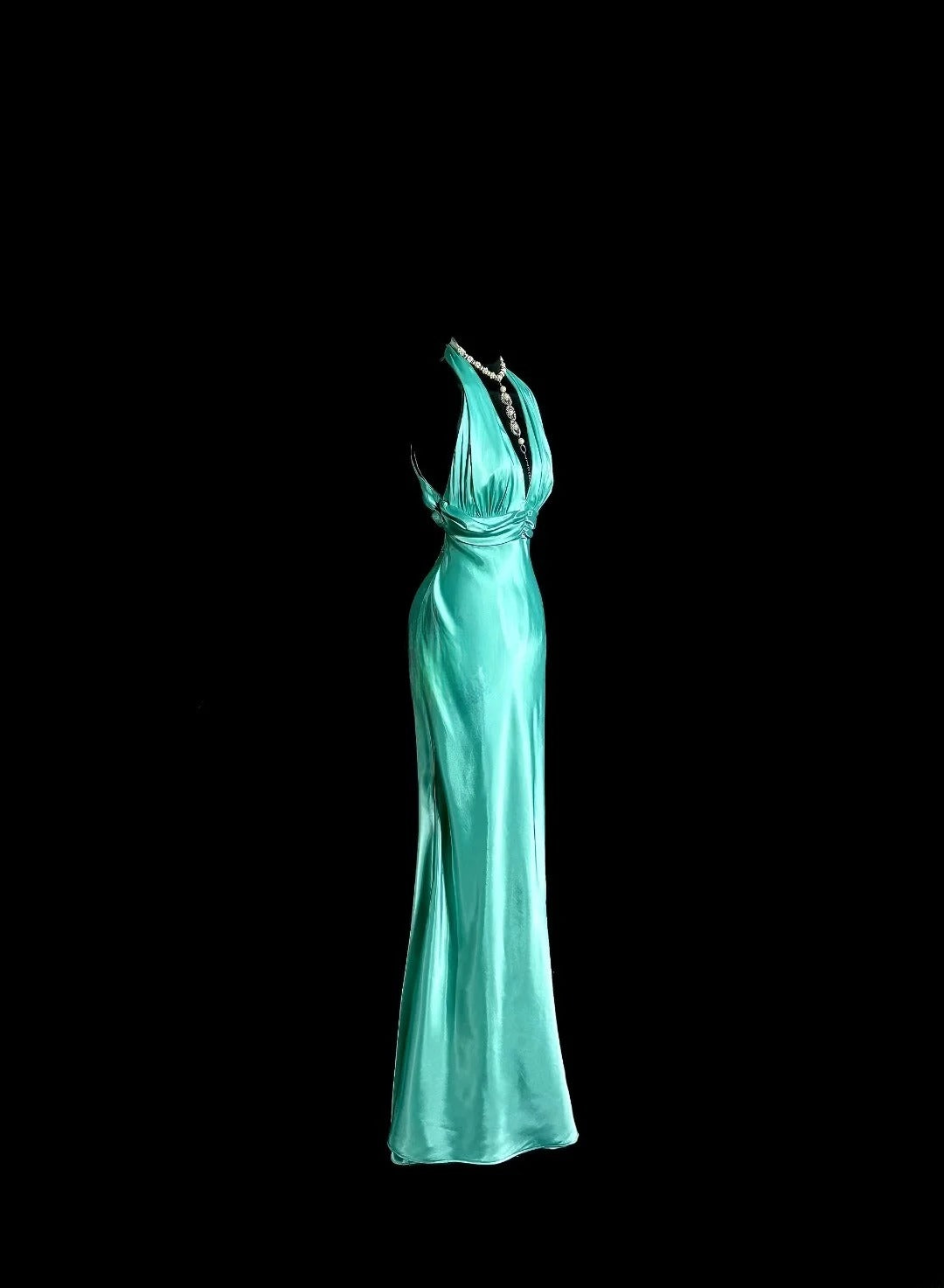 Beauty Prom Dress Halter Pleated Long Mermaid Prom Dress Evening Dress Party Dress  D3180