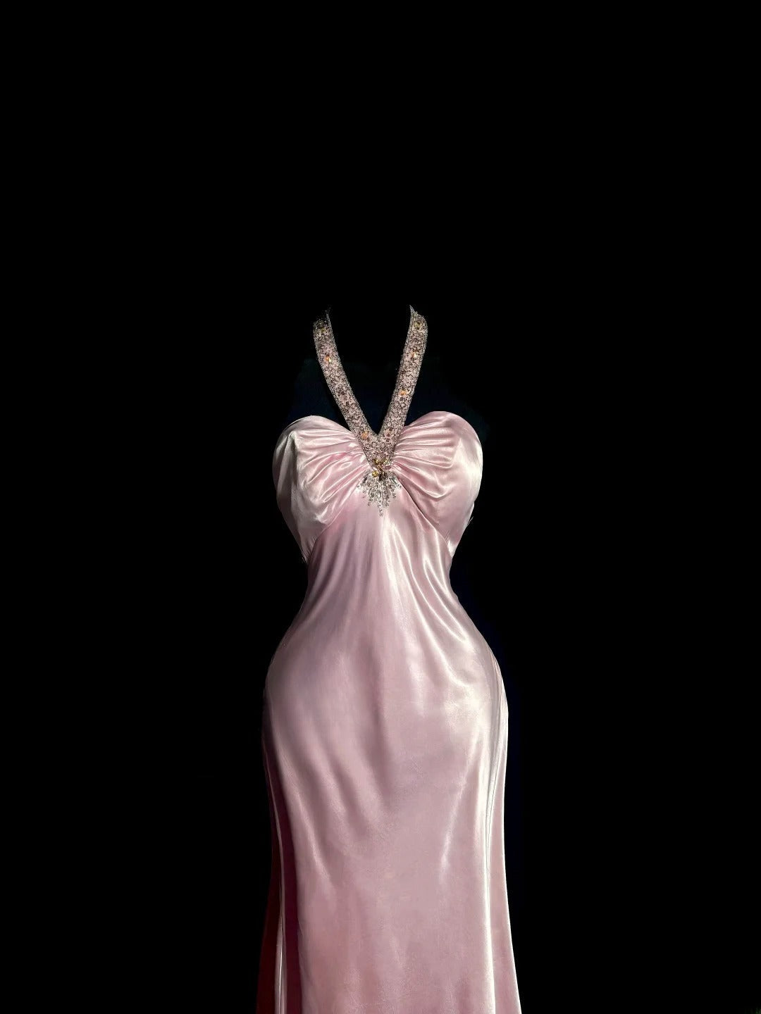 Sweet Prom Dress Light Pink Halter Long Prom Dress Evening Dress Birthday Party Dress  D3182