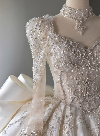 Gorgeous Wedding Dress Sweetheart Long Sleeve Pleated Wedding Dress  D3184
