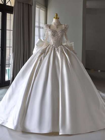 Gorgeous Wedding Dress Sweetheart Long Sleeve Pleated Wedding Dress  D3184