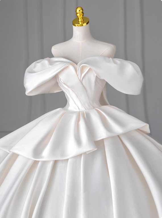 Elegant Wedding Dress Off Shoulder Pleated Wedding Dress  D3186
