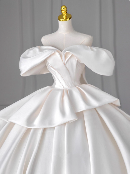 Elegant Wedding Dress Off Shoulder Pleated Wedding Dress  D3186
