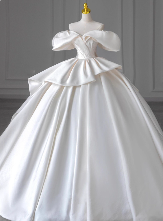 Elegant Wedding Dress Off Shoulder Pleated Wedding Dress  D3186