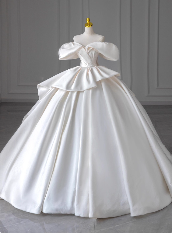 Elegant Wedding Dress Off Shoulder Pleated Wedding Dress  D3186