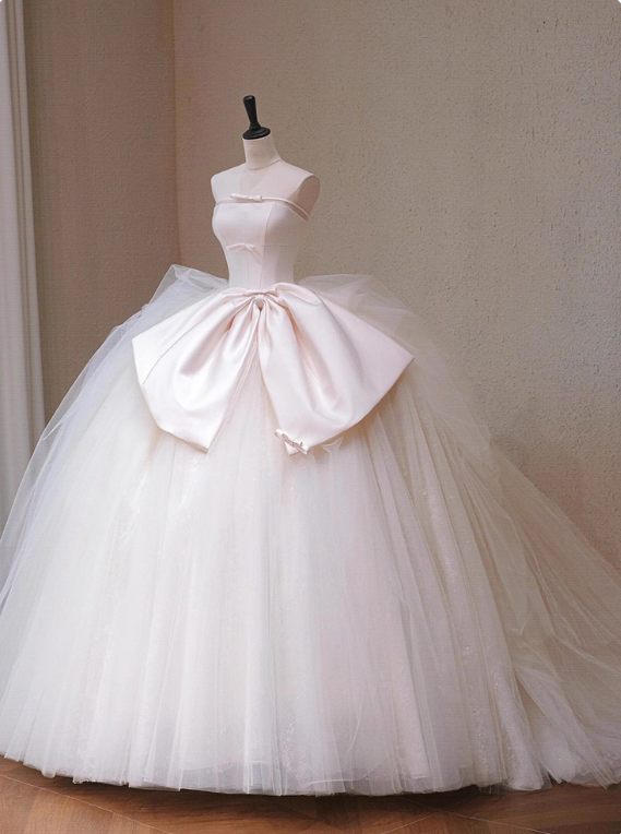 Elegant Wedding Dress Strapless Pleated Tulle Wedding Dress  D3194