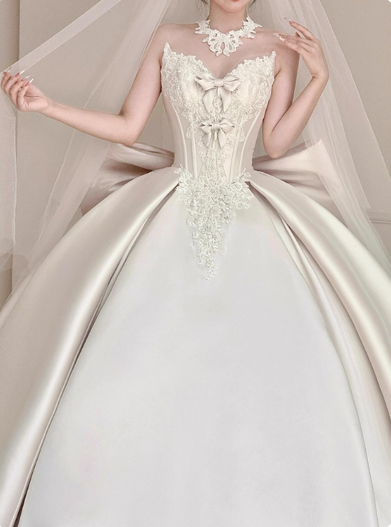 Elegant Wedding Dress Sweetheart Pleated Wedding Dress  D3195