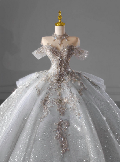 Gorgeous Wedding Dress Off Shoulder Pleated Wedding Dress  D3196