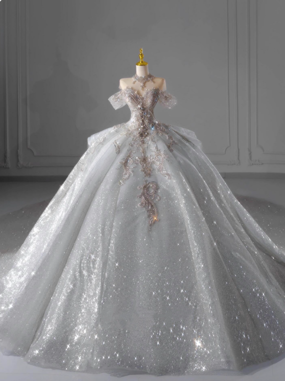 Gorgeous Wedding Dress Off Shoulder Pleated Wedding Dress  D3196