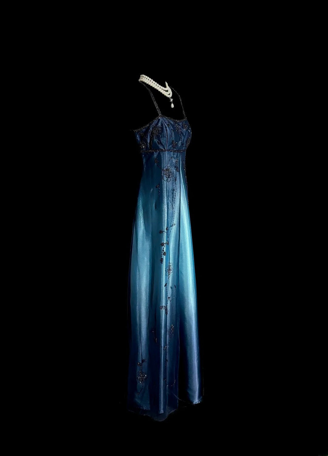 Stunning Prom Dress Gradient Blue Spaghetti Straps Long Evening Dress Gala Dress  D3200