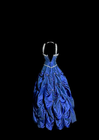 Charming Prom Dress Blue Spaghetti Straps Pleated Long Prom Dress Birthday Dress Ball Gown  D3202
