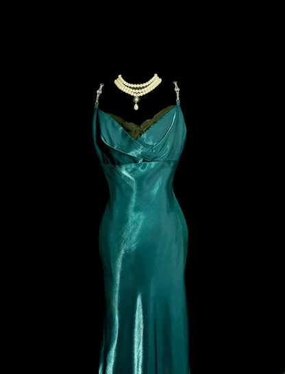 Elegant Prom Dress Green Spaghetti Straps Long Prom Dress Birthday Dress Evening Dress  D3203