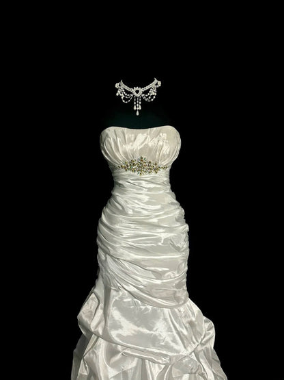 Minimalist Wedding Dress Strapless Pleated Mermaid Wedding Dress  D3206