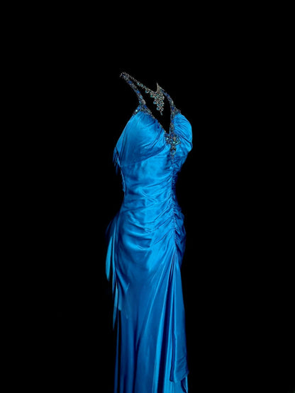 Gorgeous Prom Dress Halter Pleated Asymmetrical Hem Evening Dress Cocktail Dress Birthday Party Dress    D3213