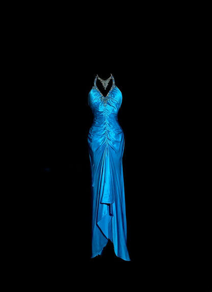 Gorgeous Prom Dress Halter Pleated Asymmetrical Hem Evening Dress Cocktail Dress Birthday Party Dress    D3213