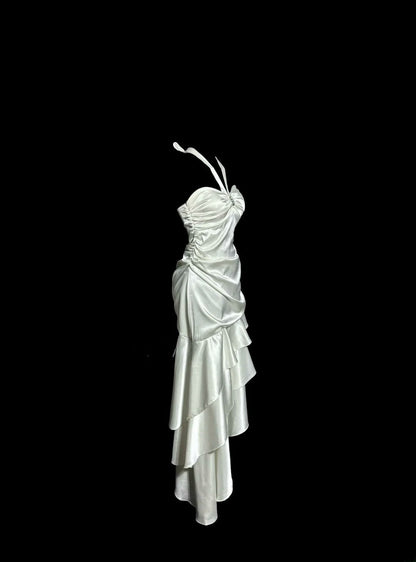 Beauty Prom Dress Halter Pleated Asymmetrical Hem Evening Dress Gala Dress Cocktail Dress   D3215