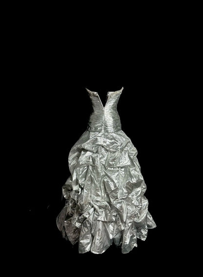 Stunning Prom Dress Silver Sweetheart Pleated Evening Dress Gala Dress   D3218