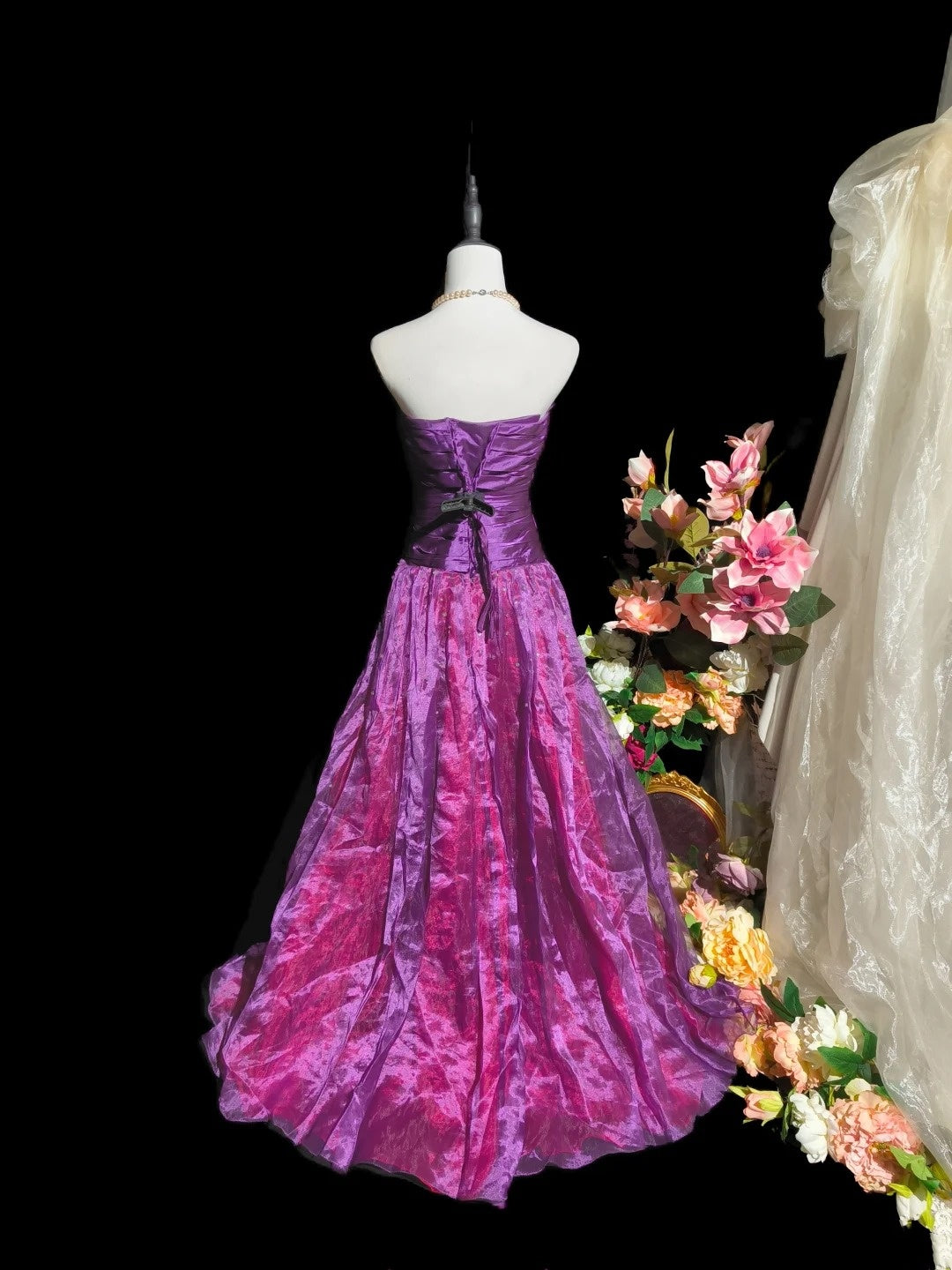 Elegant Prom Dress A Line Strapless Pleated Evening Dress Birthday Party Outfits    D3243