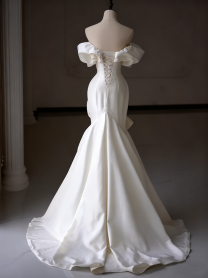 Elegant Wedding Dress Off Shoulder Pleated Mermaid Wedding Dress  D3252