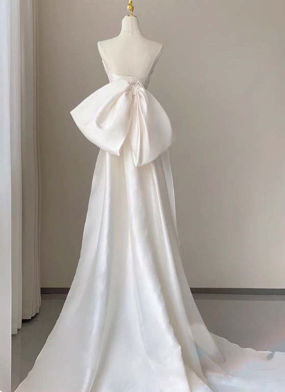 Beauty Wedding Dress Strapless Bowknot Pleated Mermaid Wedding Dress  D3259
