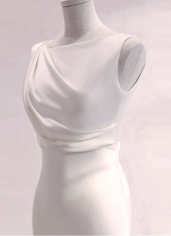 Minimalist Wedding Dress Pleated Backless Wedding Dress  D3263