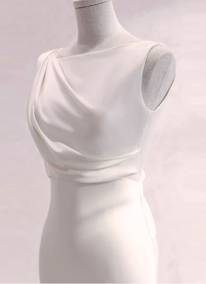 Minimalist Wedding Dress Pleated Backless Wedding Dress  D3263