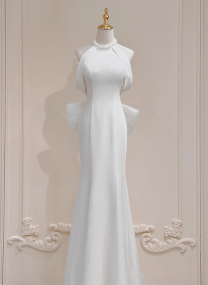 Elegant Wedding Dress Halter Bowknot Mermaid Wedding Dress D3287