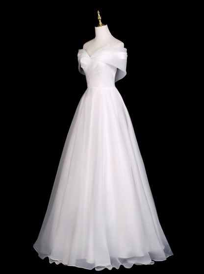 Elegant Wedding Dress A Line Off Shoulder Pleated Wedding Dress D3289