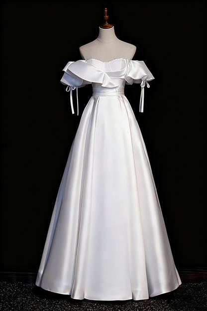 Elegant Wedding Dress Off Shoulder Ruffle Wedding Dress D3296