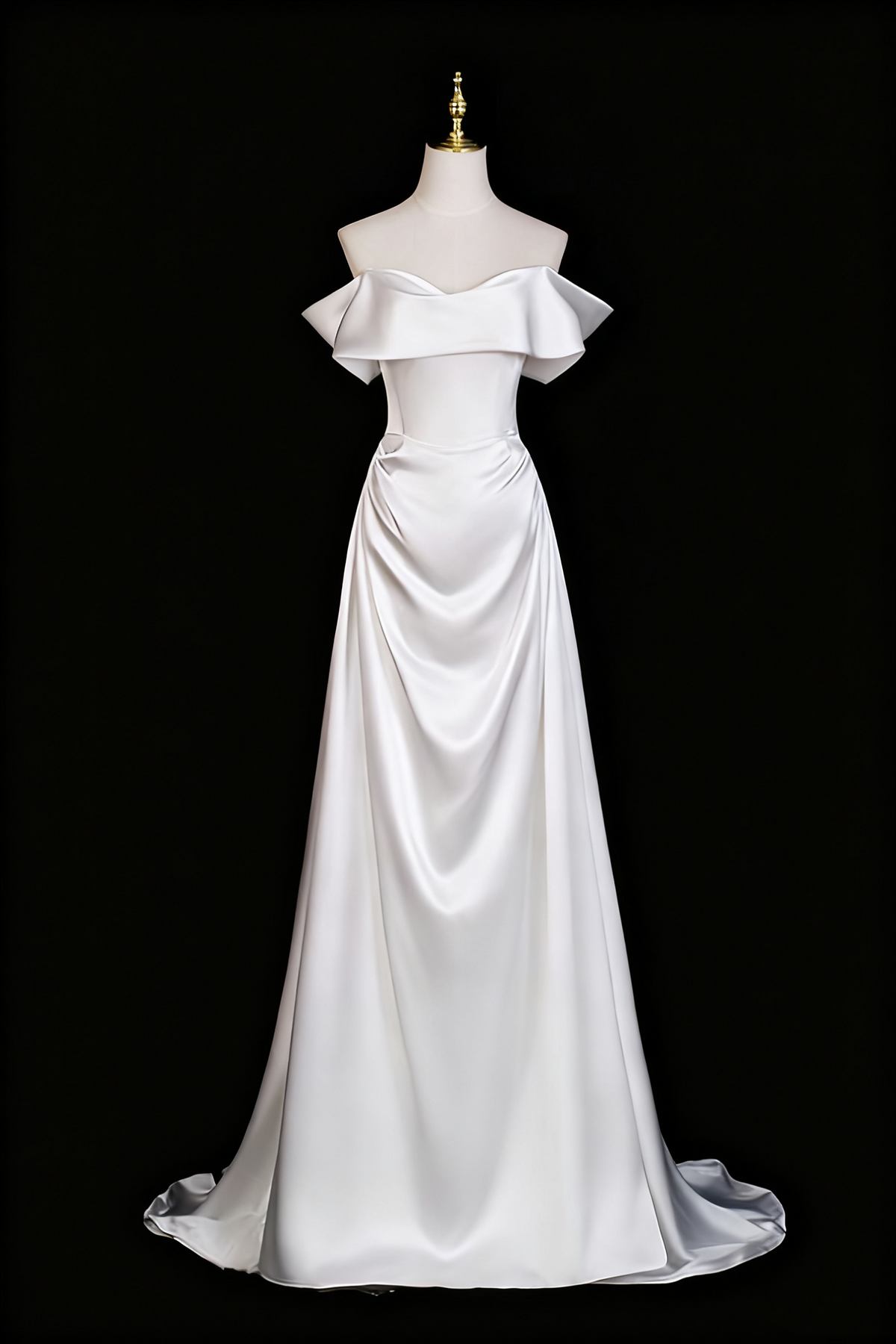 Elegant Wedding Dress A Line Off Shoulder Pleated Wedding Dress D3299