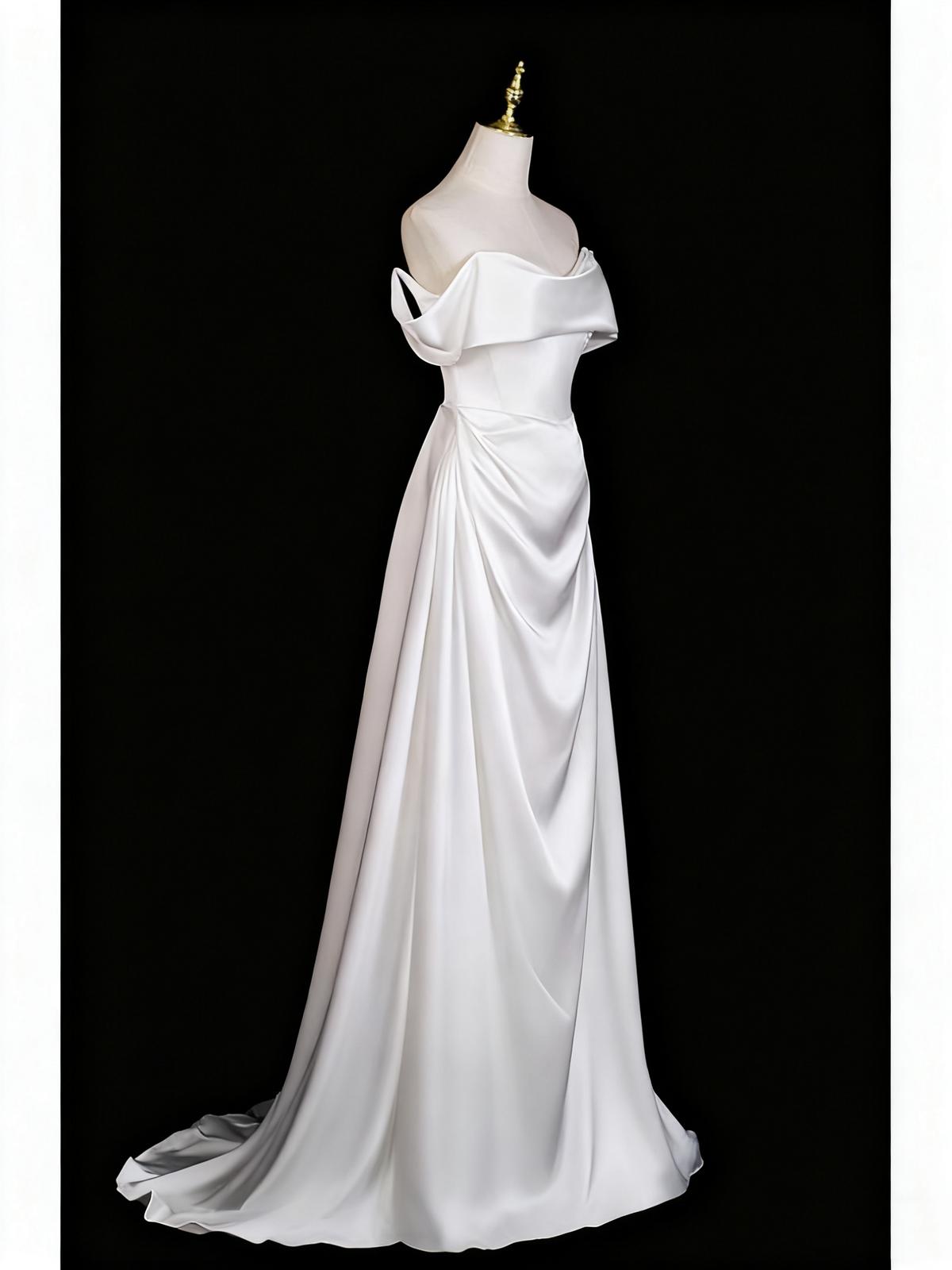 Elegant Wedding Dress A Line Off Shoulder Pleated Wedding Dress D3299
