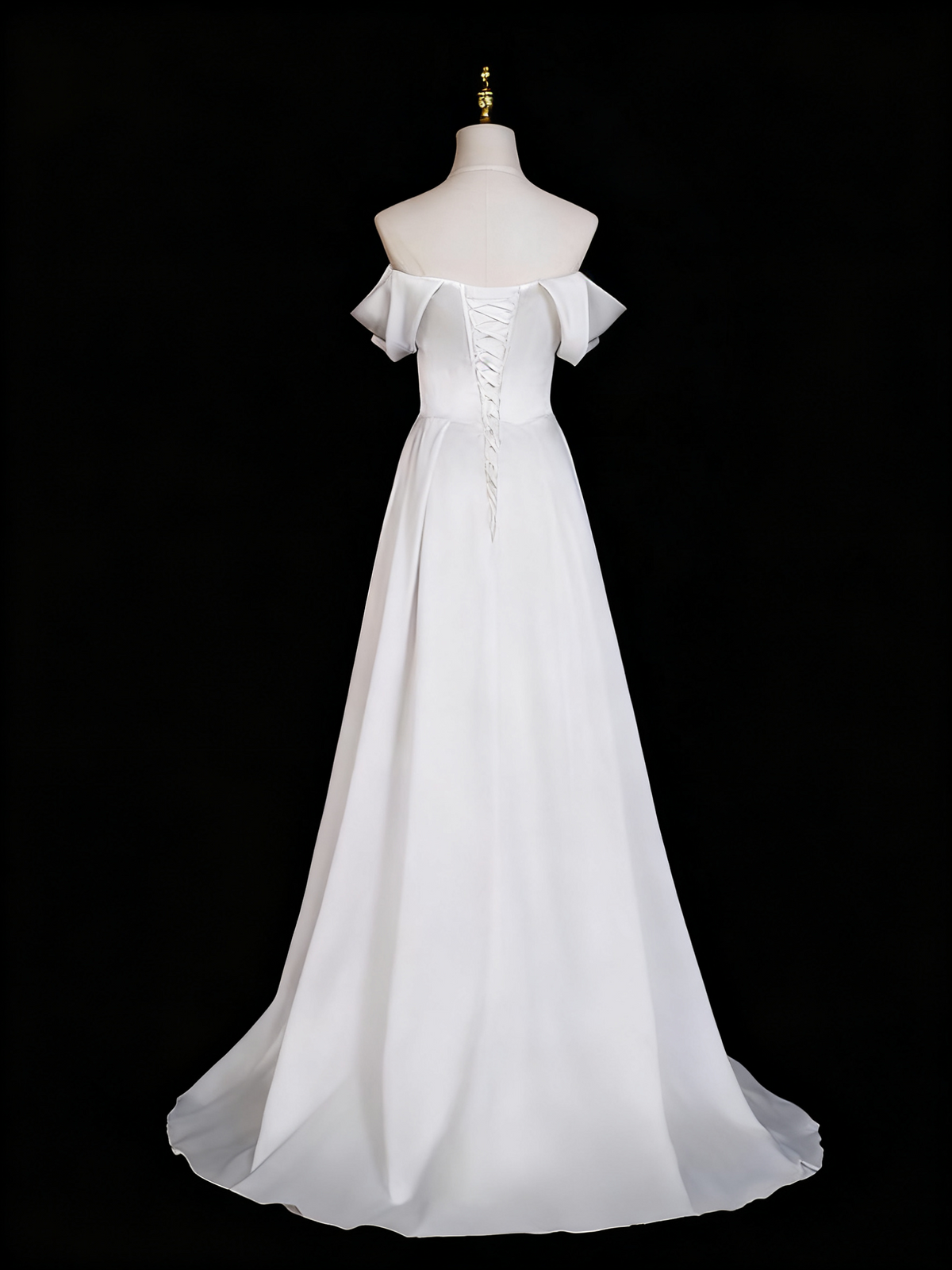Elegant Wedding Dress A Line Off Shoulder Pleated Wedding Dress D3299