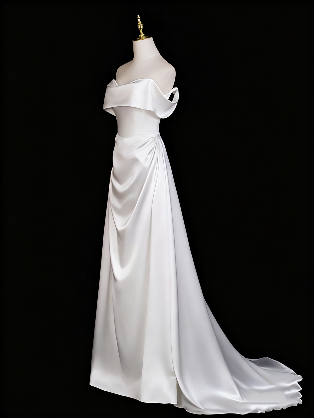 Elegant Wedding Dress A Line Off Shoulder Pleated Wedding Dress D3299