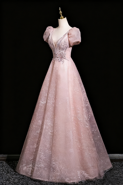 Elegant Prom Dress A Line V-neck Evening Gown Birthday Party Outfits   D3310