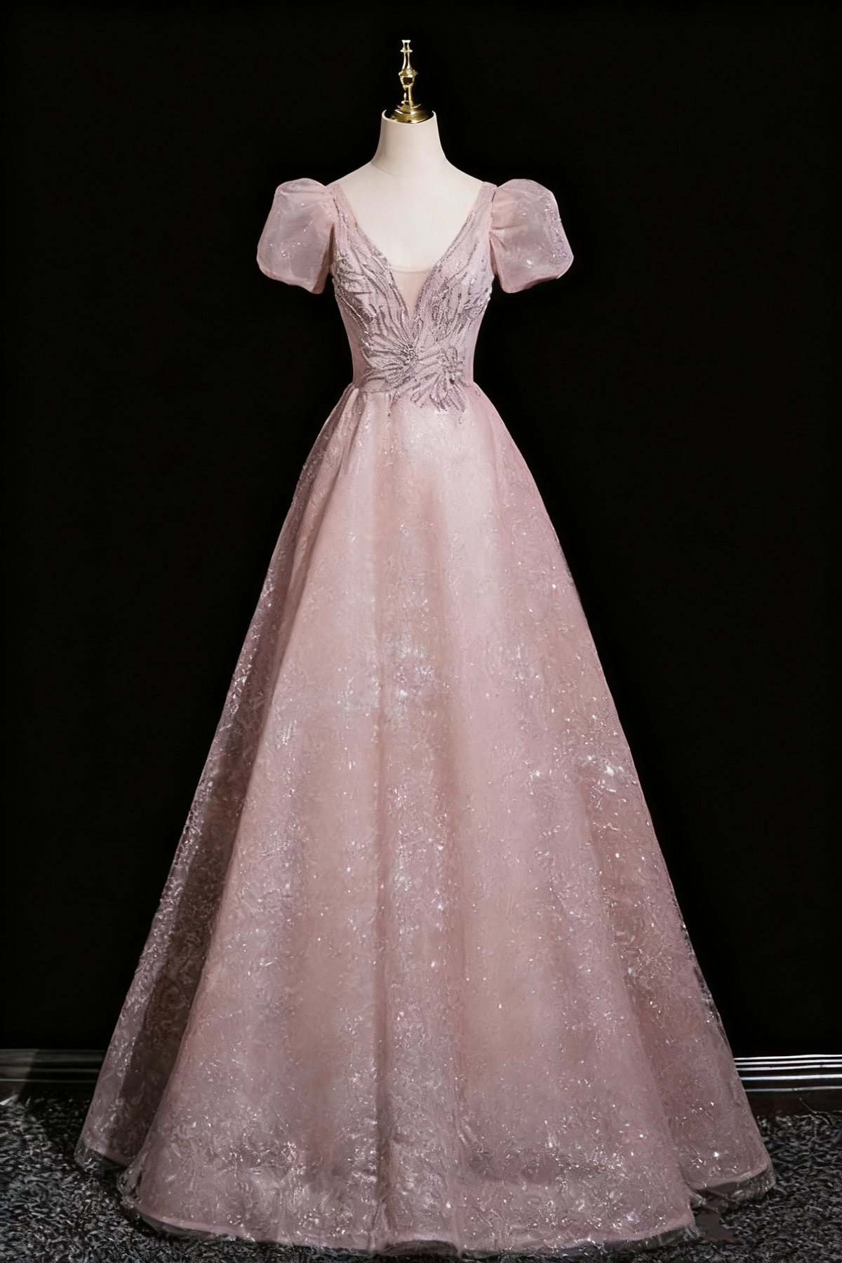 Elegant Prom Dress A Line V-neck Evening Gown Birthday Party Outfits   D3310