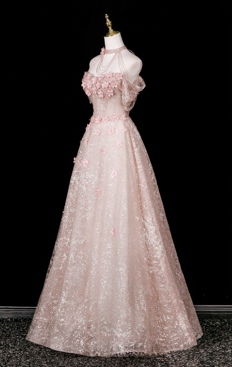 Sweet Prom Dress A Line Off Shoulder Floral Evening Gown Birthday Party Dress    D3317