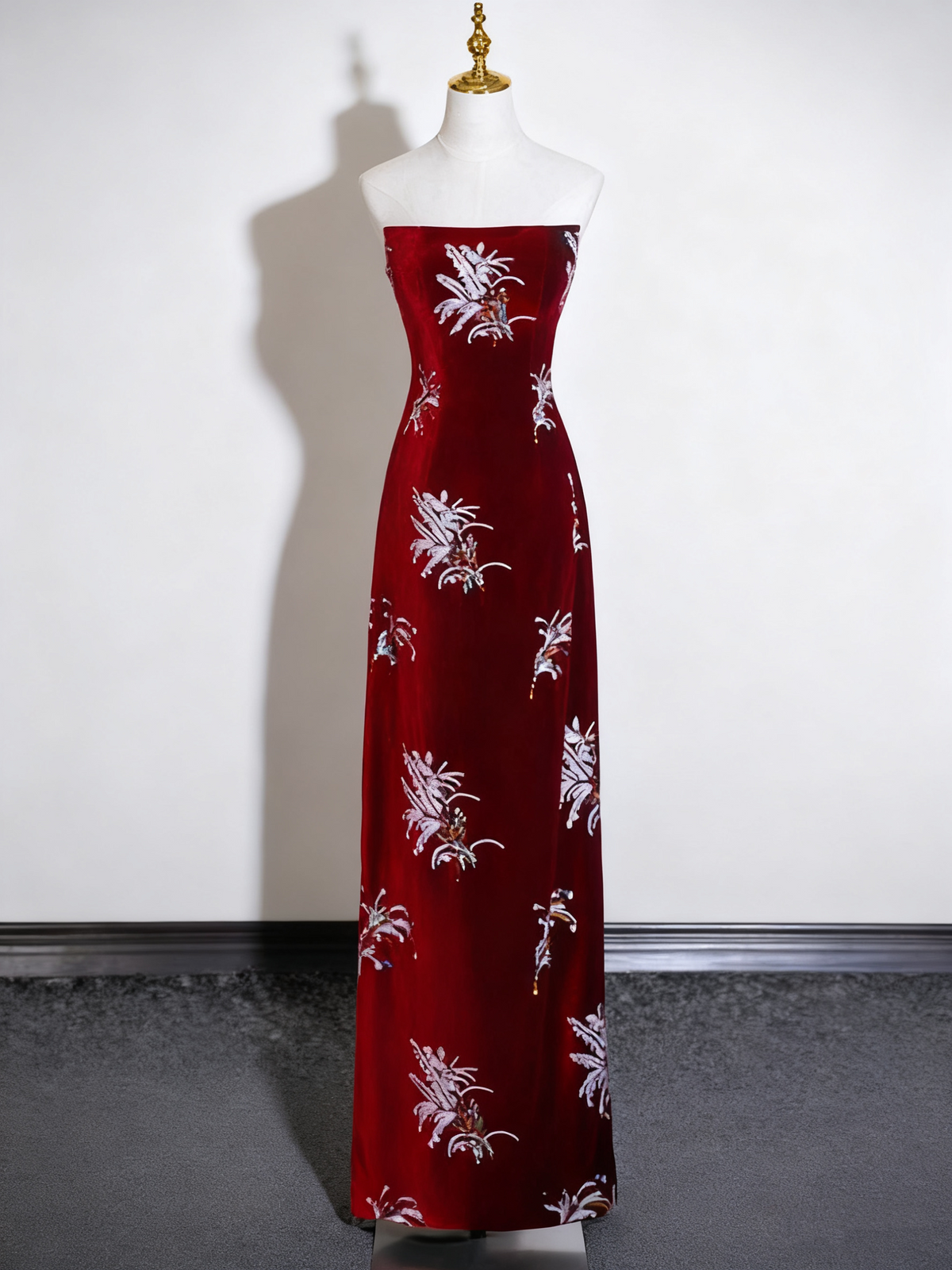 Charming Prom Dress A Line Wine Red Strapless Birthday Party Outfits Evening Gown   D3320