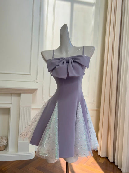 Beauty Homecoming Dress A Line Spaghetti Straps Pleated Short Prom Dress Birthday Party Outfits     D3333