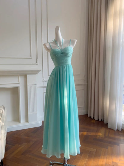 Elegant Prom Dress Spaghetti Straps Pleated Cocktail Dress Birthday Party Outfits  D3338