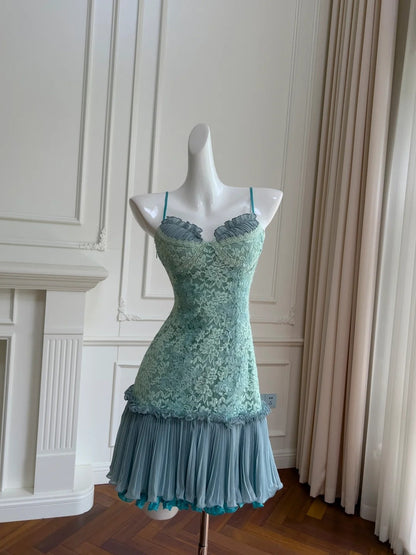 Beauty Homecoming Dress Spaghetti Straps Pleated Short Prom Dress Birthday Party Outfits Cocktail Dress    D3339