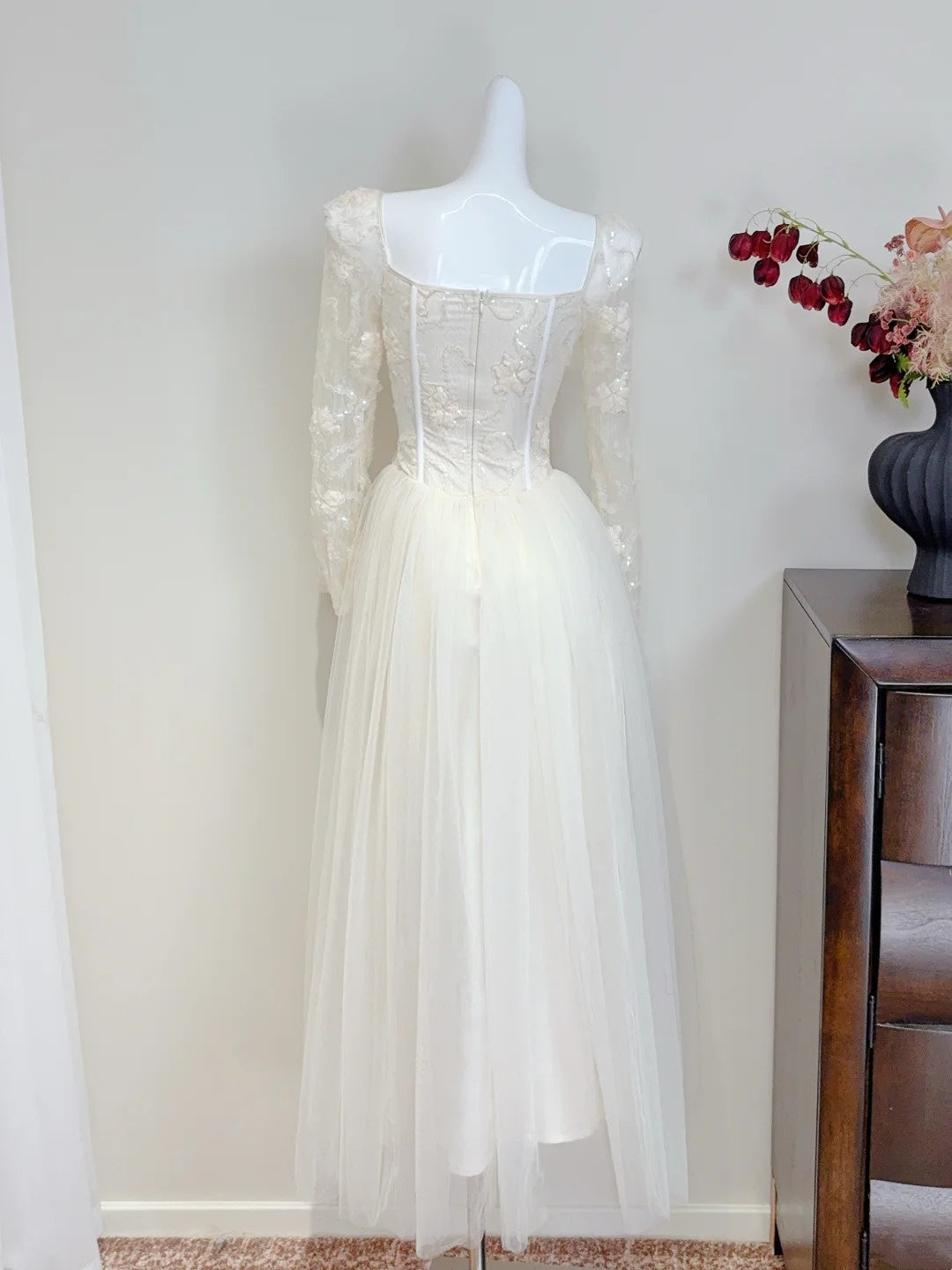 Elegant Prom Dress Square Neck Tulle Cocktail Dress Birthday Party Dress  D3344