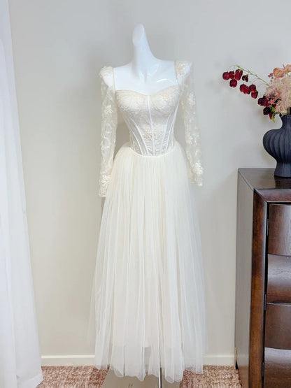 Elegant Prom Dress Square Neck Tulle Cocktail Dress Birthday Party Dress  D3344