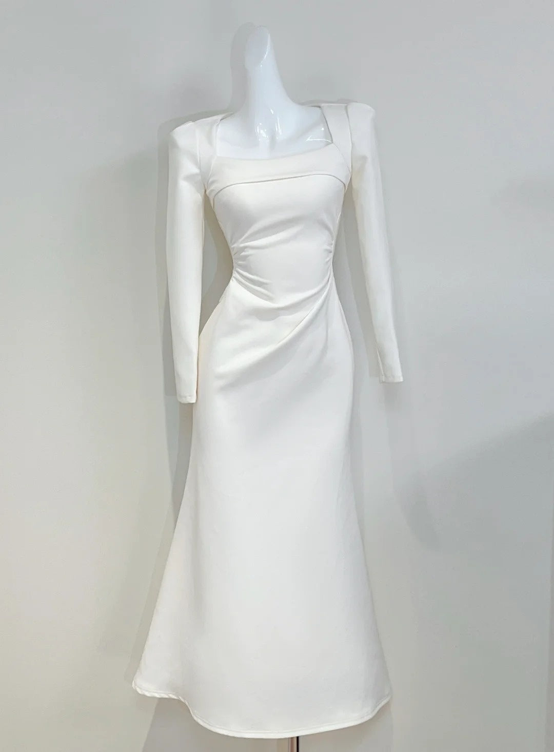 Minimalist Prom Dress Square Neck Pleated Mermaid Cocktail Dress Evening Dress  D3346