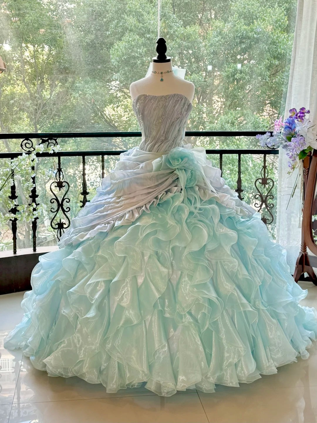 Stunning Prom Dress Strapless Pleated Ruffle Ball Gown Sweet 16 Dress Birthday Party Dress    D3374