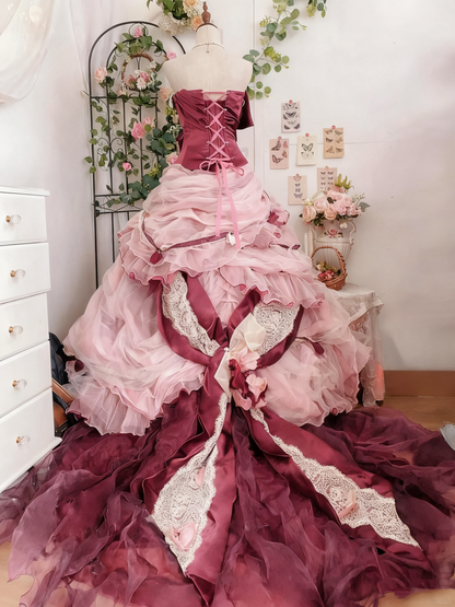 Sweet Prom Dress Strapless Pleated Ruffle Ball Gown Quinceanera Dress Birthday Party Dress    D3375