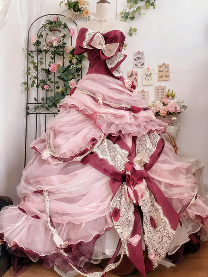 Sweet Prom Dress Strapless Pleated Ruffle Ball Gown Quinceanera Dress Birthday Party Dress    D3375